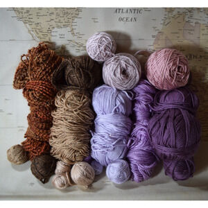 Yarn Lot Heartland Lion Brand Soft Acrylic Brown Purple Magenta